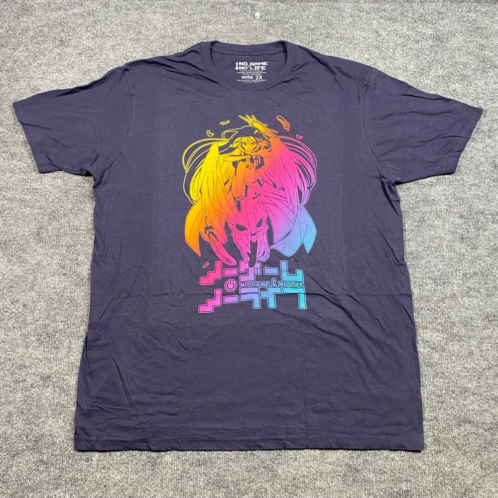 No Game‎ No Life Jibril Neon Graphic T-Shirt Mens 2X Navy Blue Sentai Filmworks